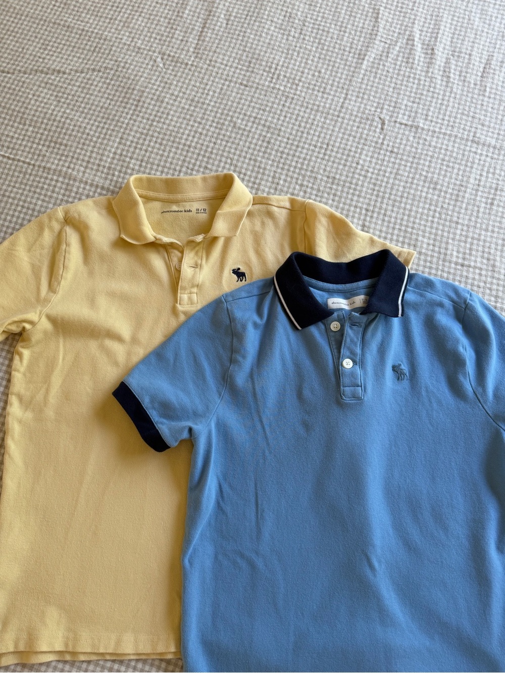 Abercrombie Kids Icon Piqué Polo Bundle Size 11/12 Blue and Yellow Lot of 2